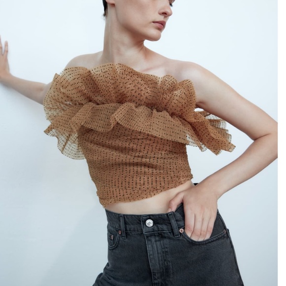 Zara tulle strapless crop top - Picture 2 of 15